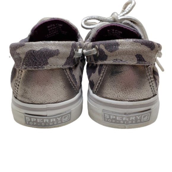 Sperry Top Sider Bahama Marble Cheetah Metallic Canvas Deck Boat Shoes Sz 6.5 - Picture 4 of 9